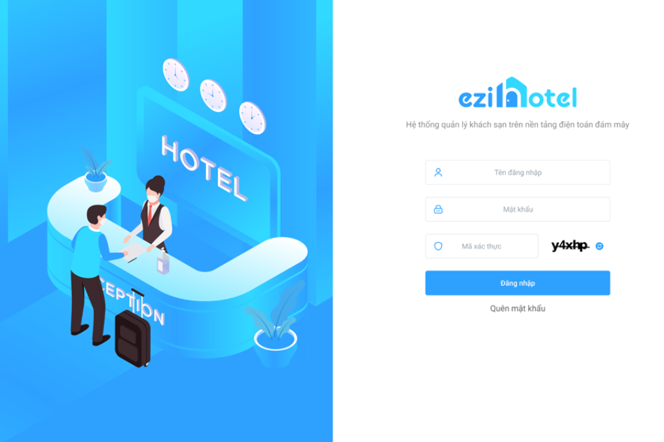 Giao diện của phần mềm quản lý khách sạn eziHotel