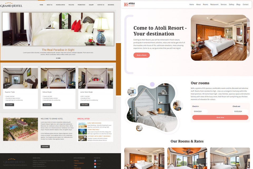 Xây dựng website chuyên nghiệp, góp phần xây dựng hình ảnh khách sạn, hỗ trợ tăng lượng đặt phòng trực tuyến qua website của khách sạn